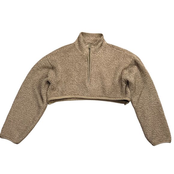 SKIMS Cozy Knit Cropped Pullover, Camel, S/M - Picture 8 of 9